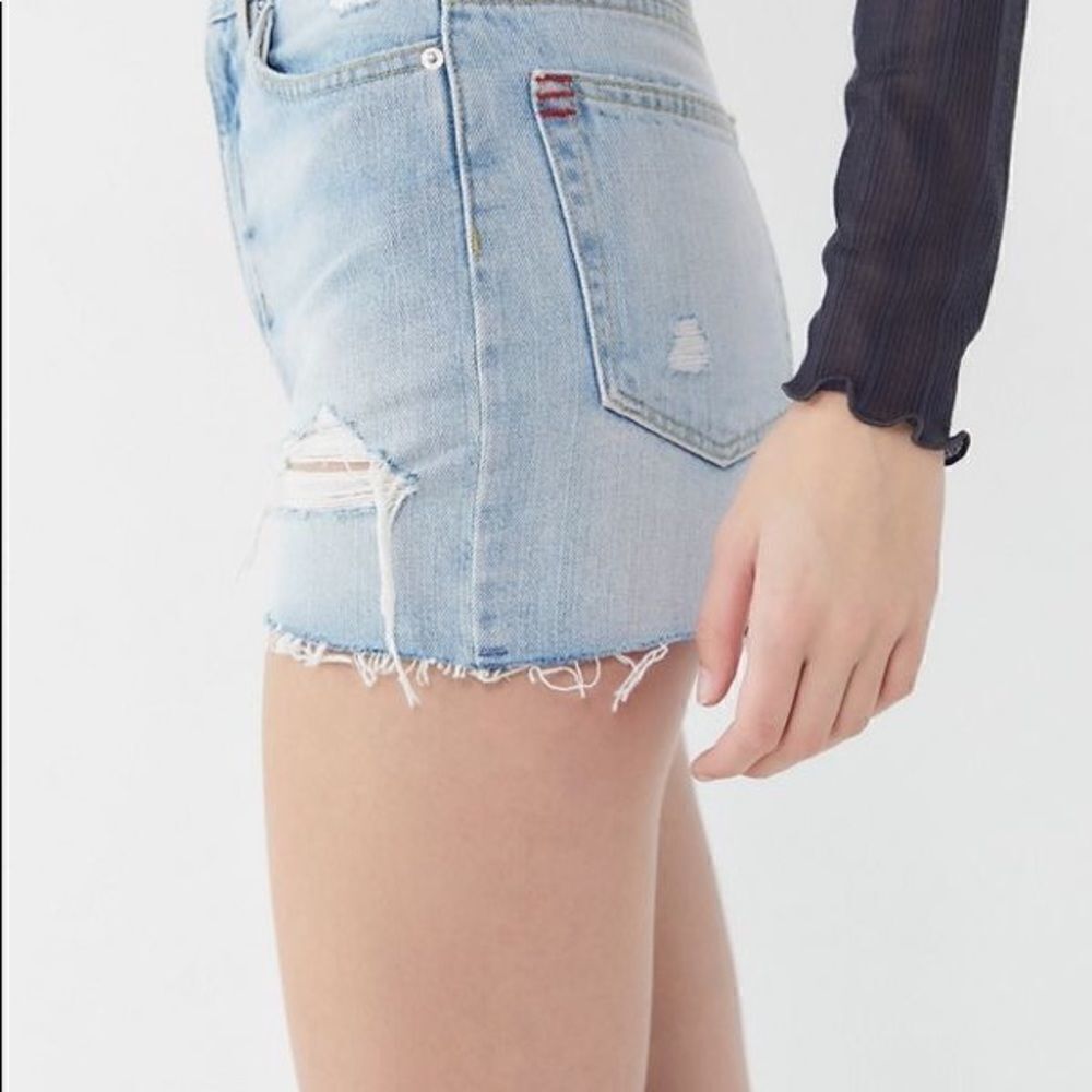 bdg Girlfriend High Waisted Distressed Denim Short